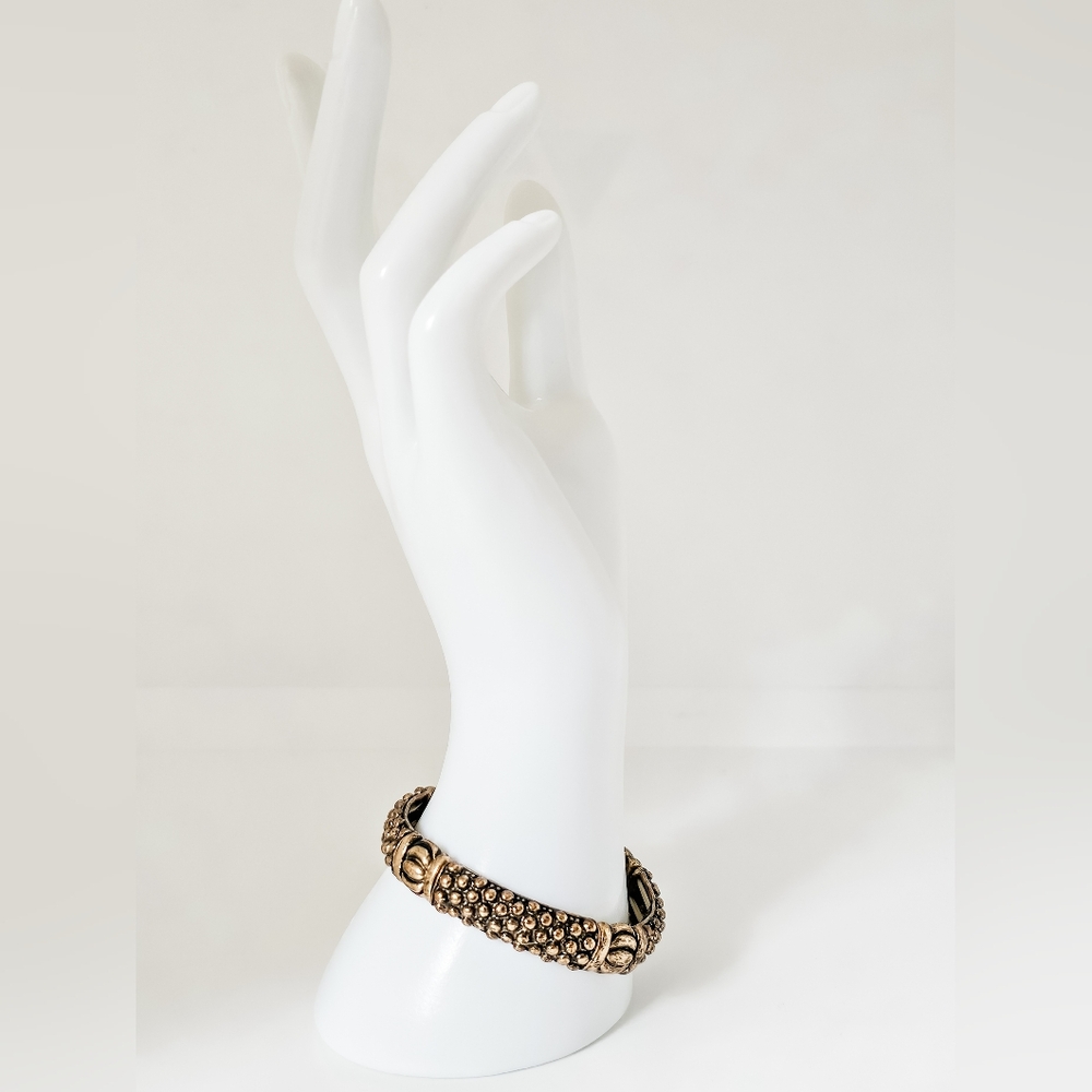 Antique plated base metal bead stretch bracelet
